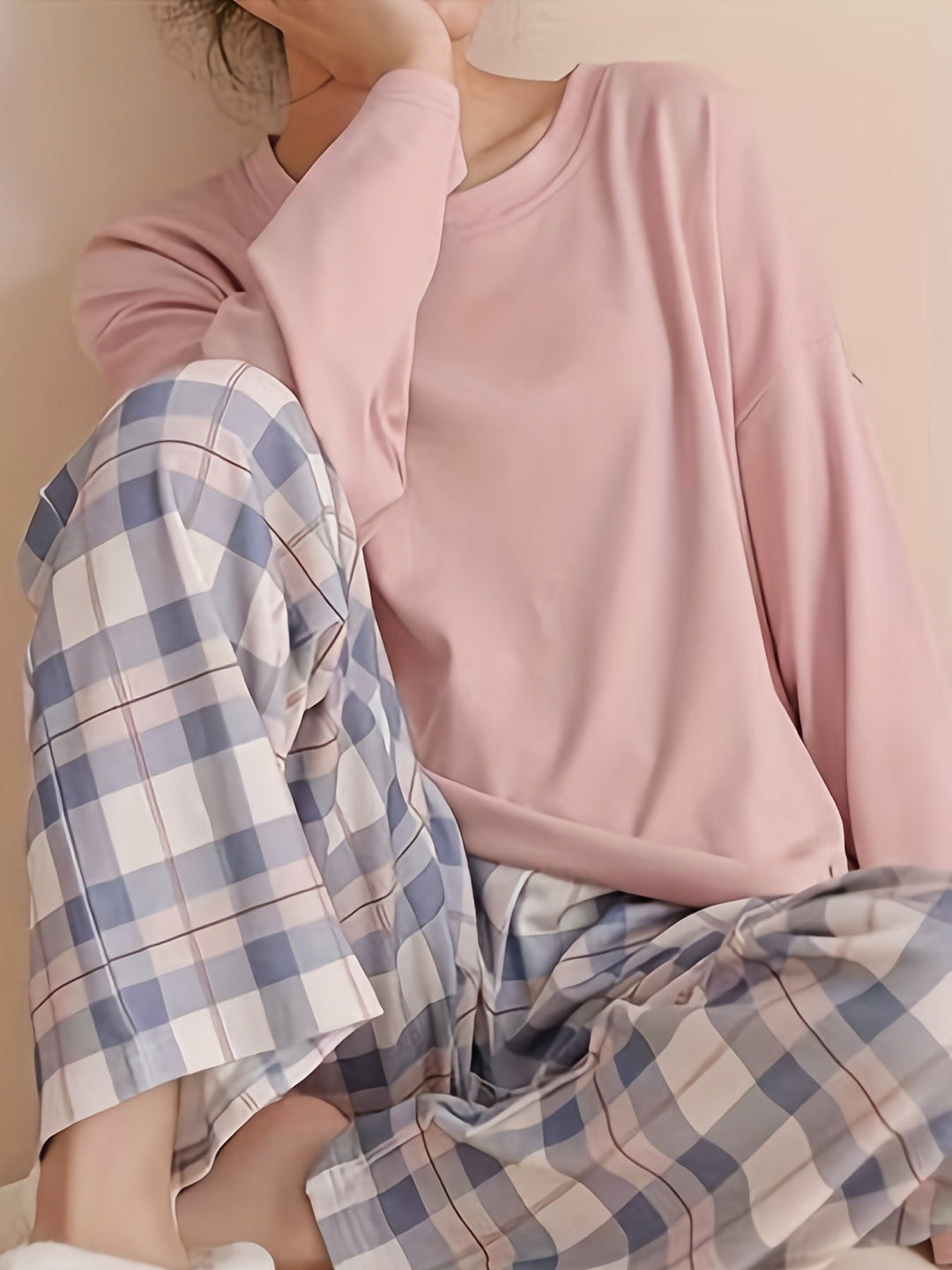 Relaxed Plaid Two-Piece Set
