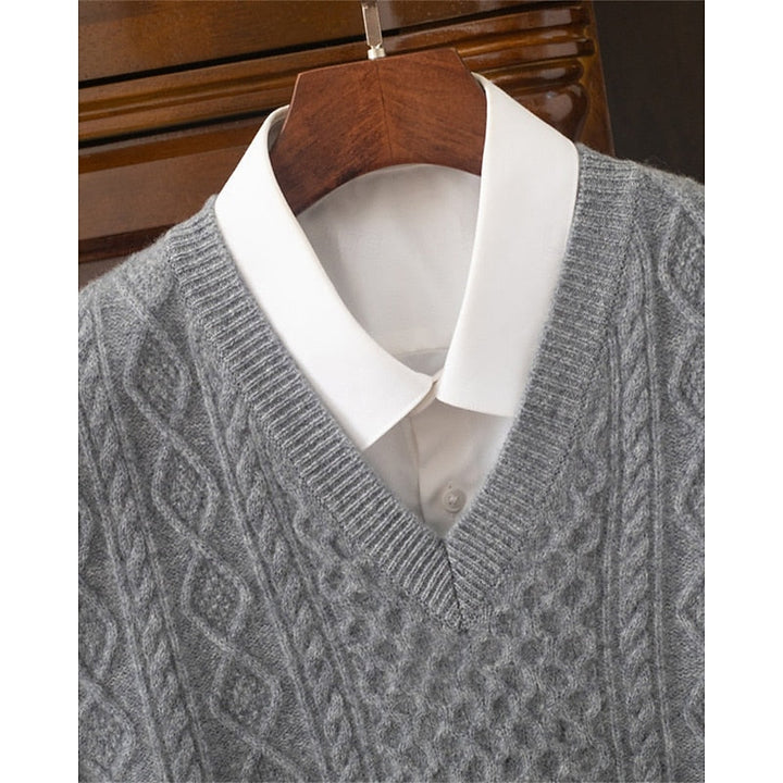 Cable-Textured V-Neck Sweater Vest