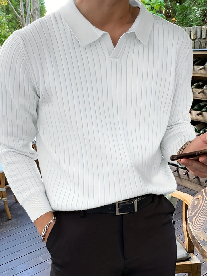 Refined Collared V-Neck Sweater