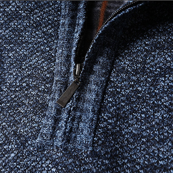 Quarter-Zip Stand Collar Sweater