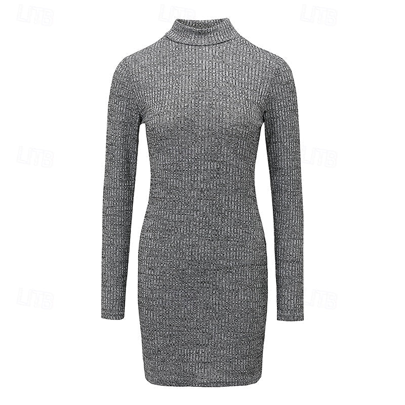 Ribbed Turtleneck Sweater Dress