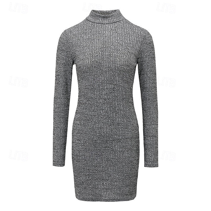 Ribbed Turtleneck Sweater Dress