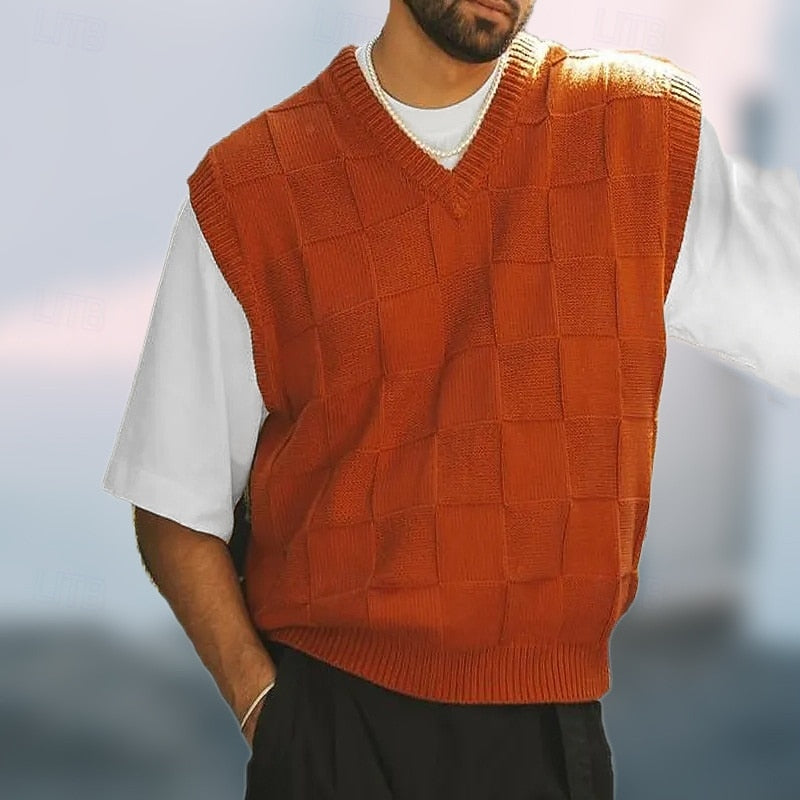 Textured V-Neck Sweater Vest
