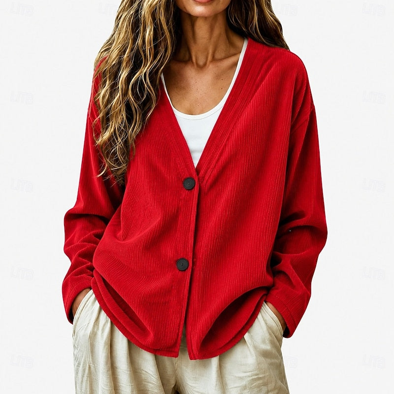 Relaxed V-Neck Button Cardigan