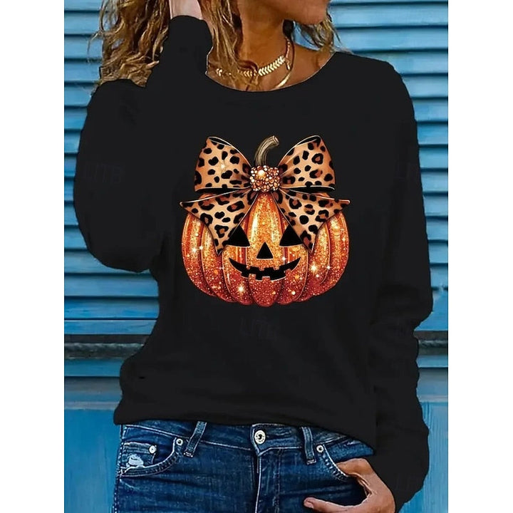 Sparkling Pumpkin Graphic Long-Sleeve Top