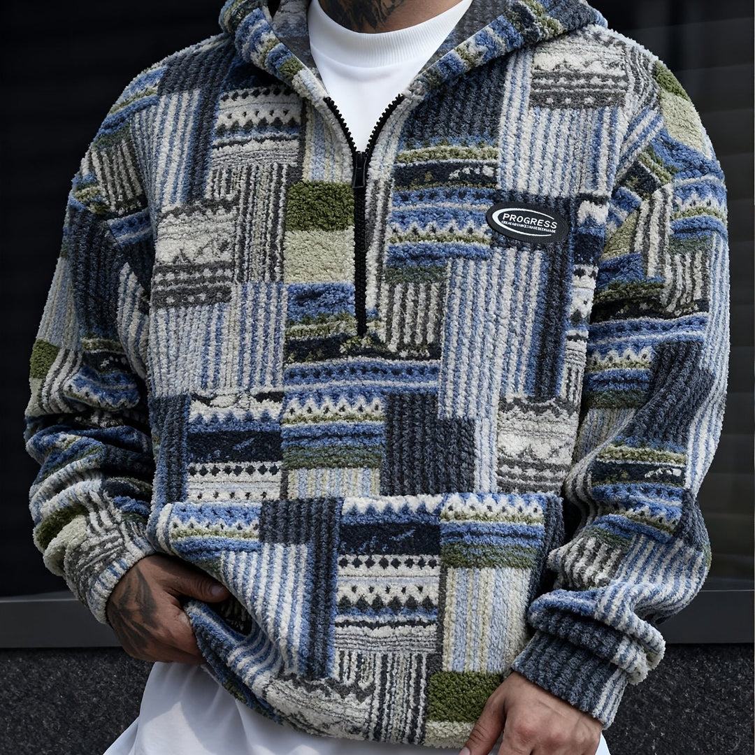 Patterned Quarter-Zip Sweater