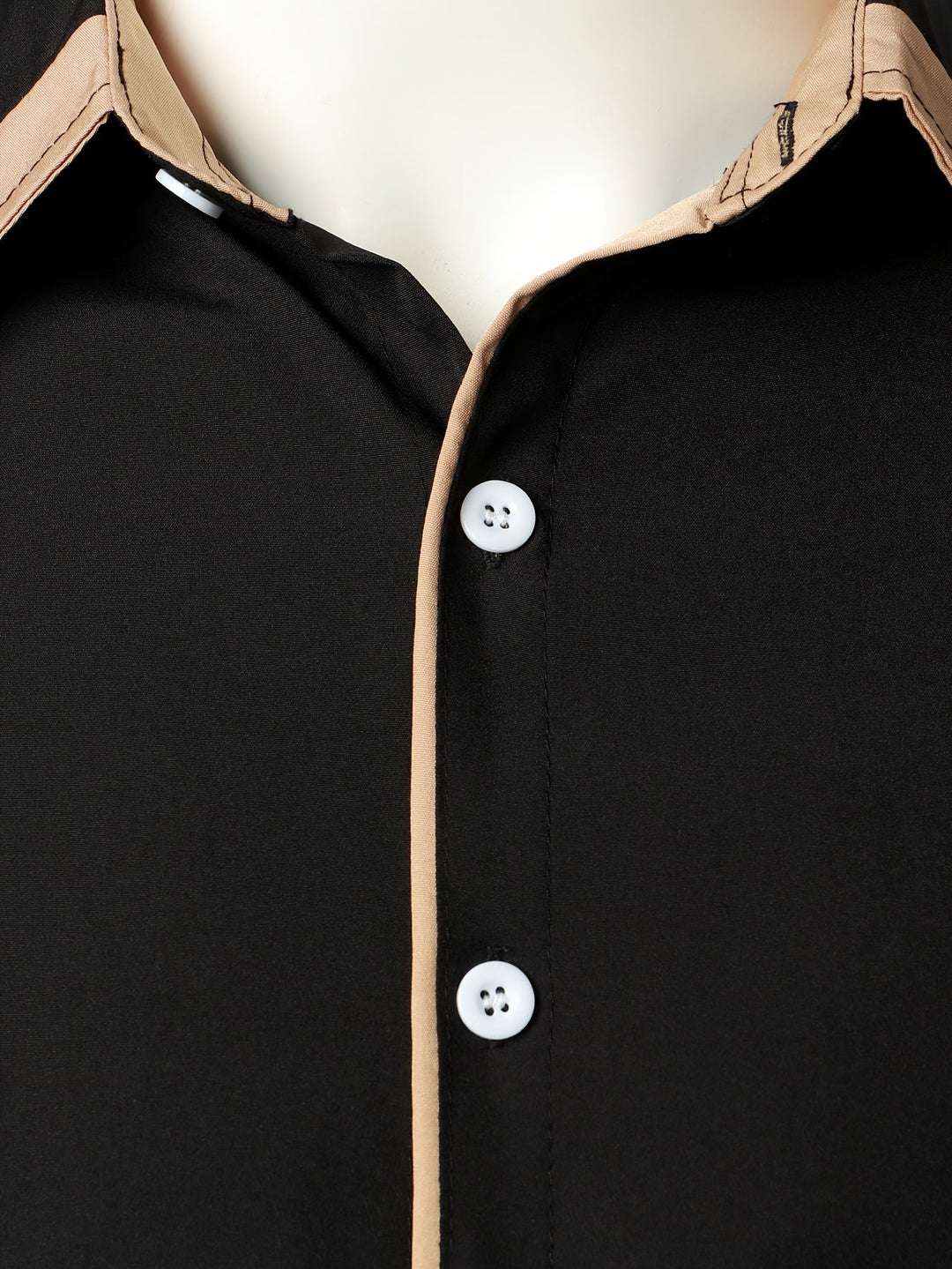 Contrast-Trim Long Sleeve Shirt