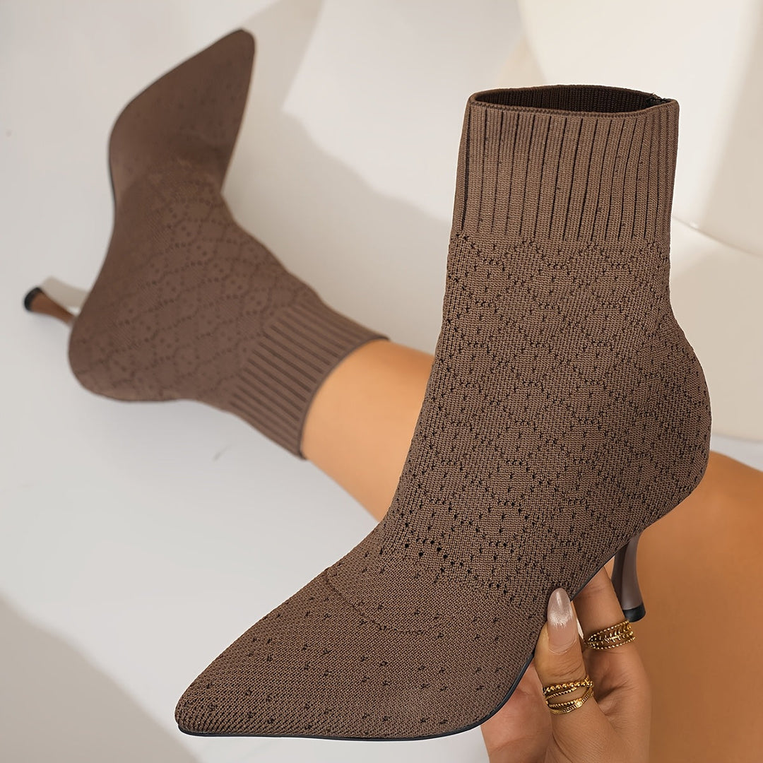Pointed Sock-Style Ankle Boots