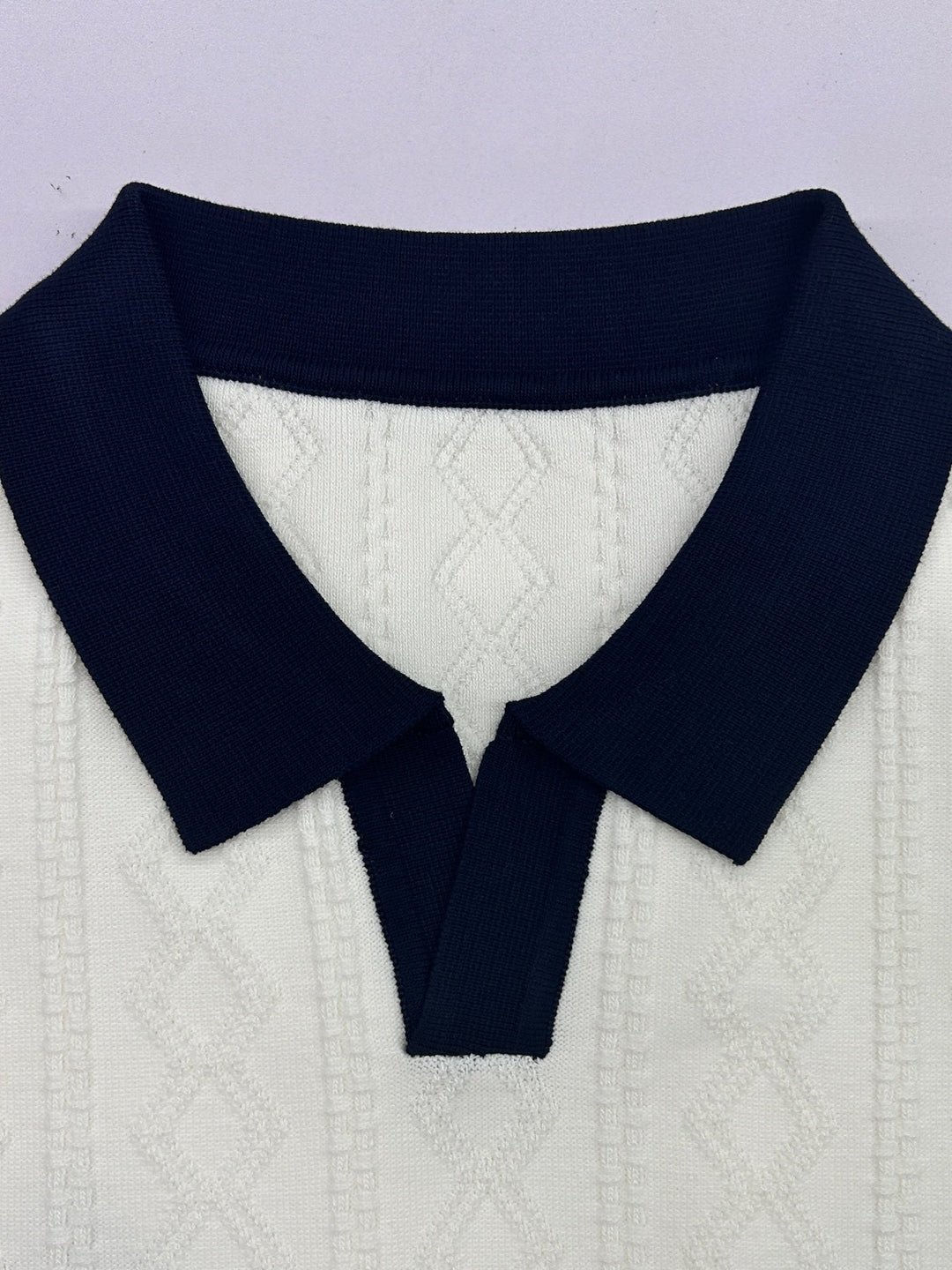 Textured Contrast-Collar Polo Shirt