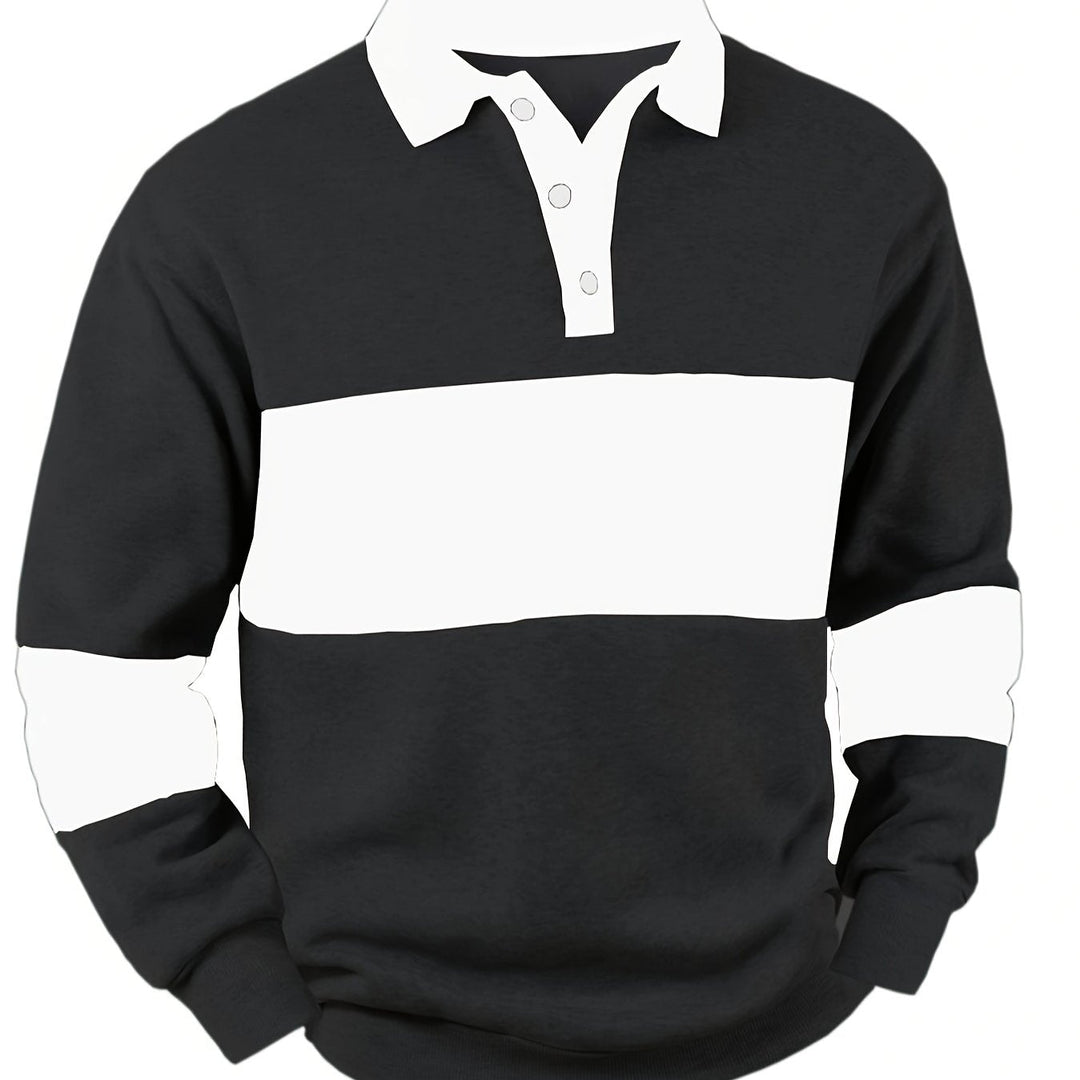 Color-Block Long Sleeve Polo Shirt