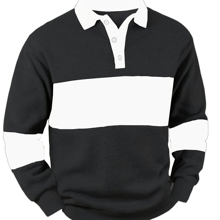 Color-Block Long Sleeve Polo Shirt