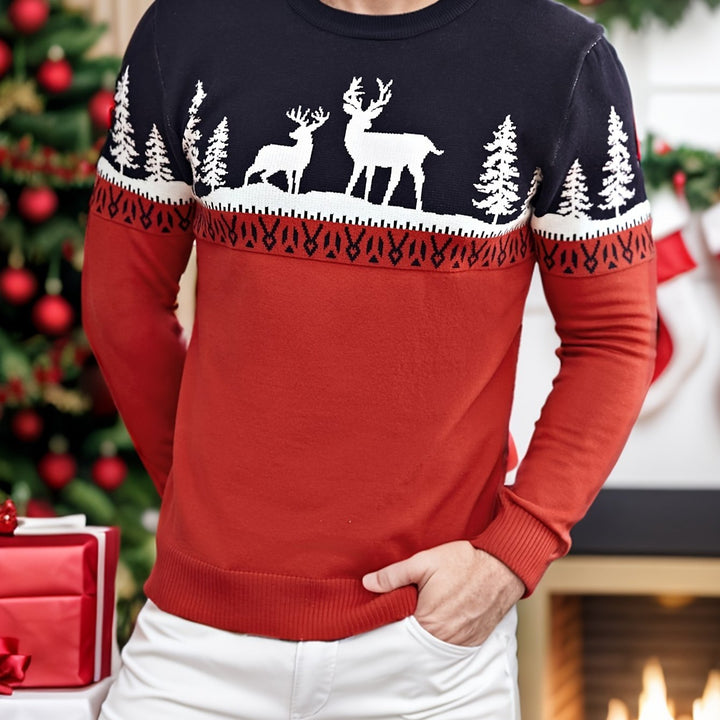 Festive Reindeer Crew Neck Sweater