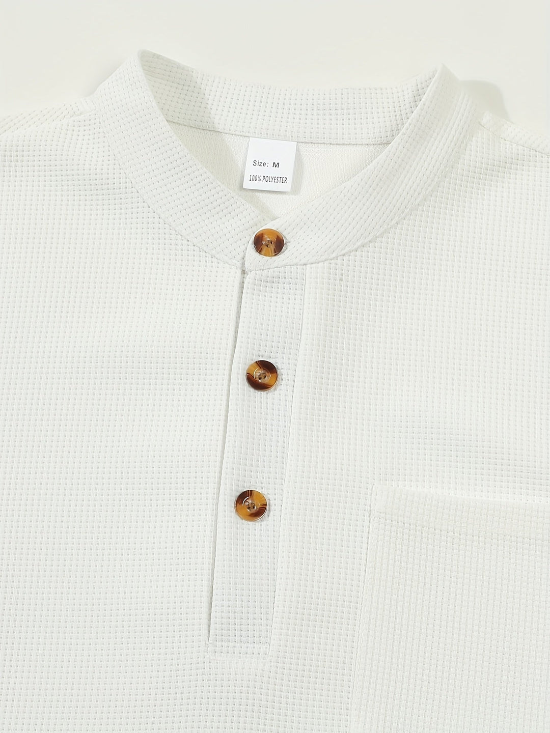 Textured Long Sleeve Henley Shirt