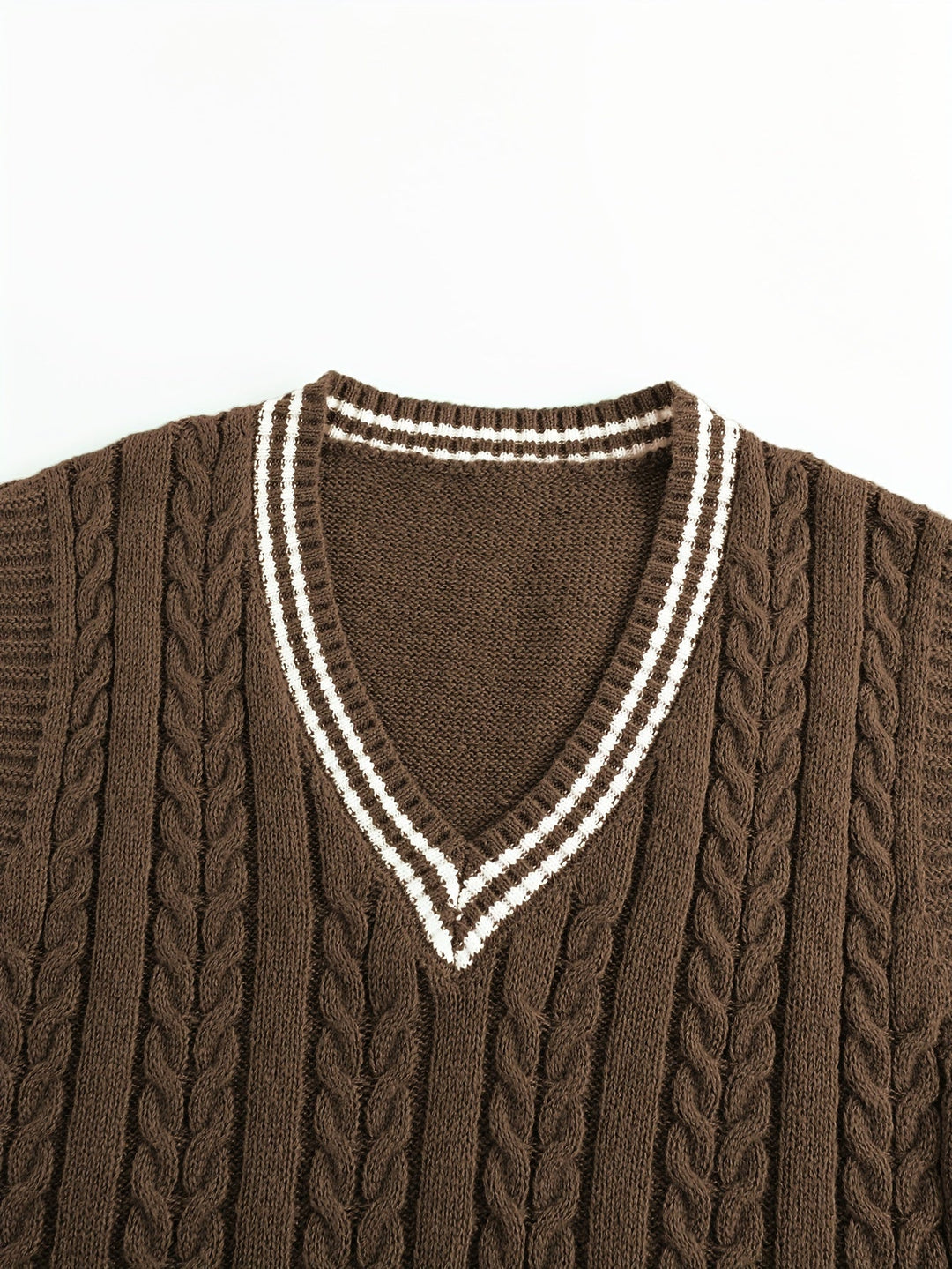 Cable-Knit V-Neck Sweater Vest