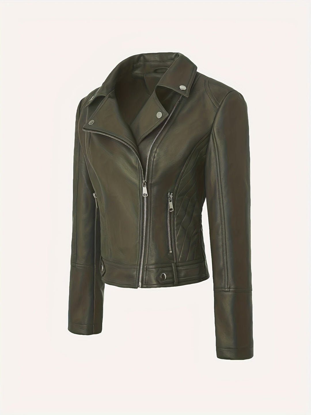 Sculpted Zip-Front Moto Jacket