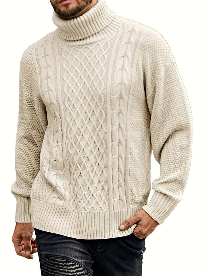 Classic Cable-Knit Turtleneck Sweater