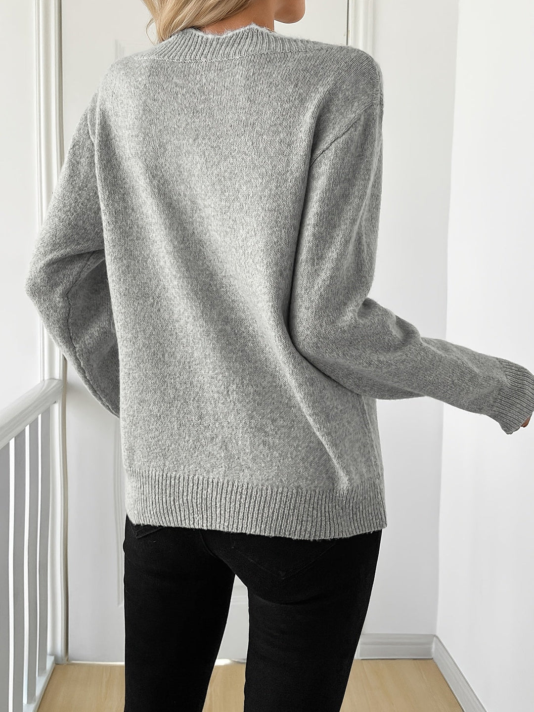 Soft V-Neck Bow Sweater