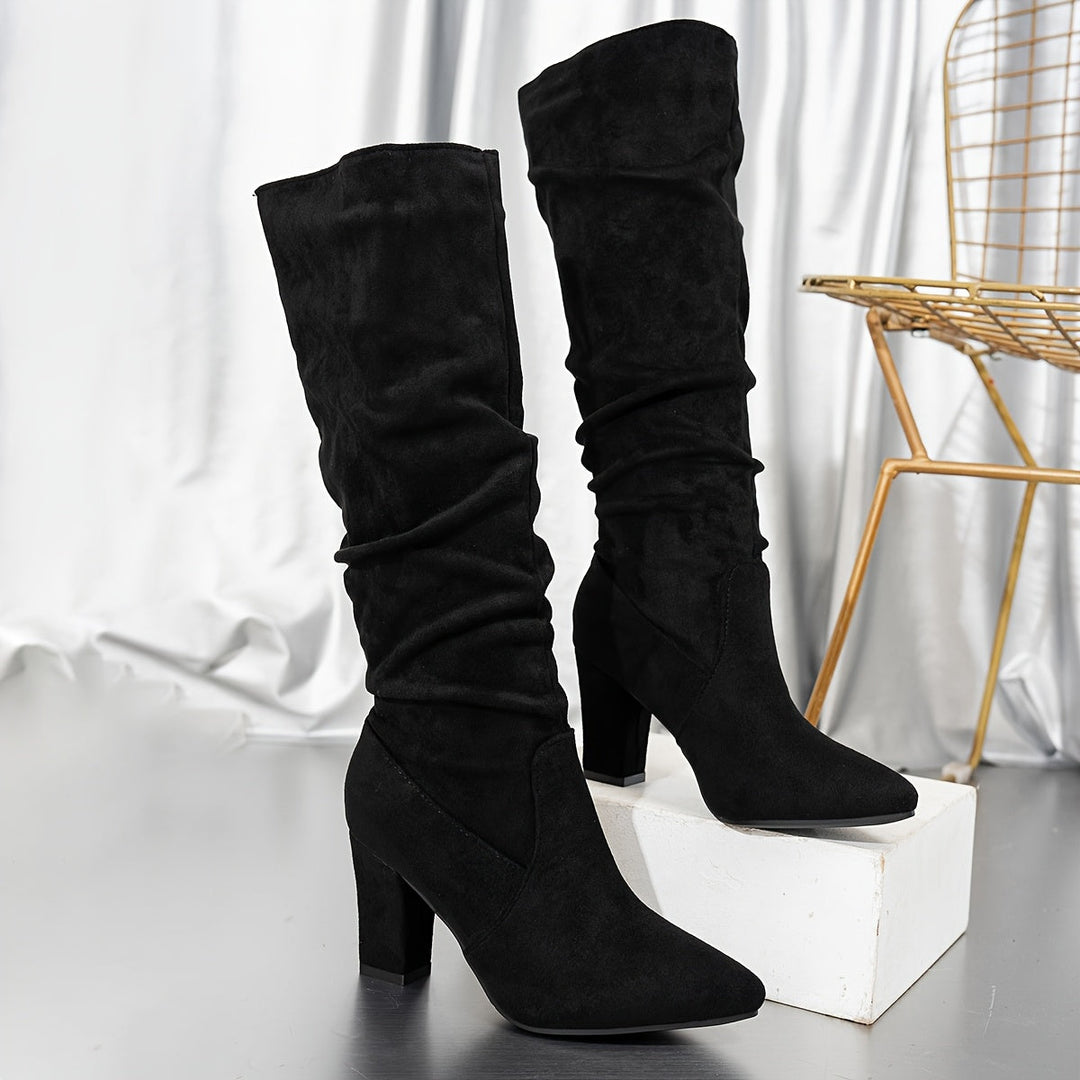 Slouch Knee-High Heeled Boots