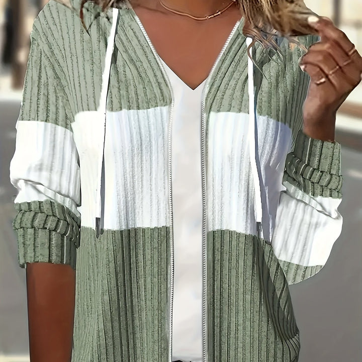 Cozy Color-Block Zip-Up Hoodie