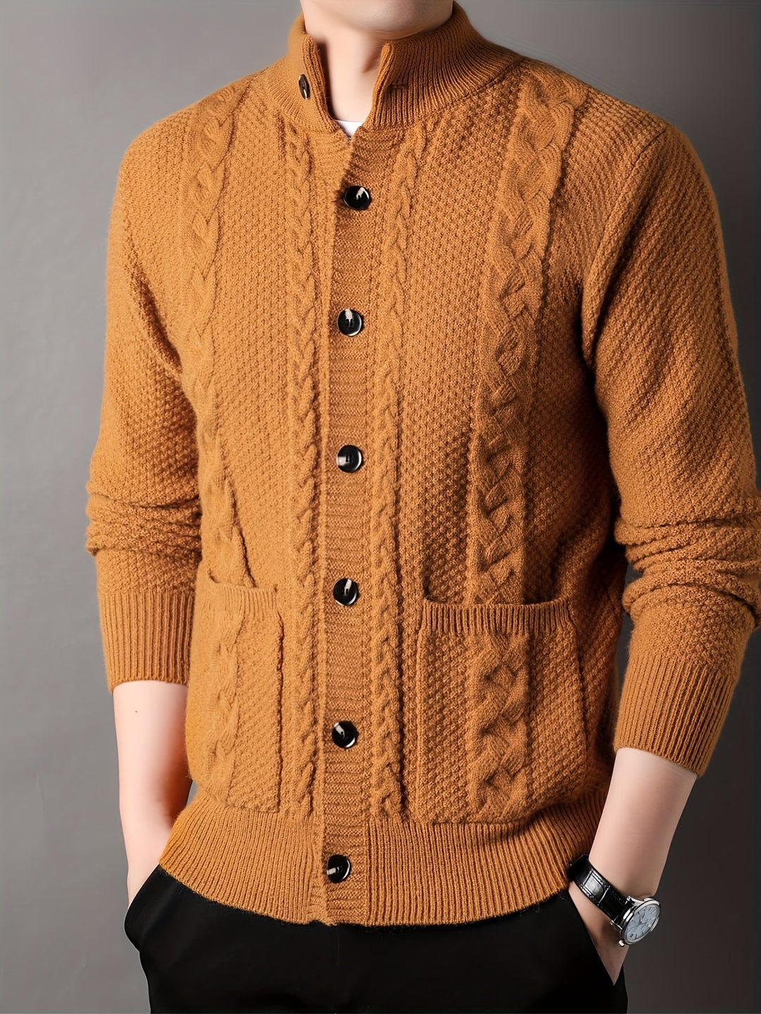 Textured Button-Front Cardigan