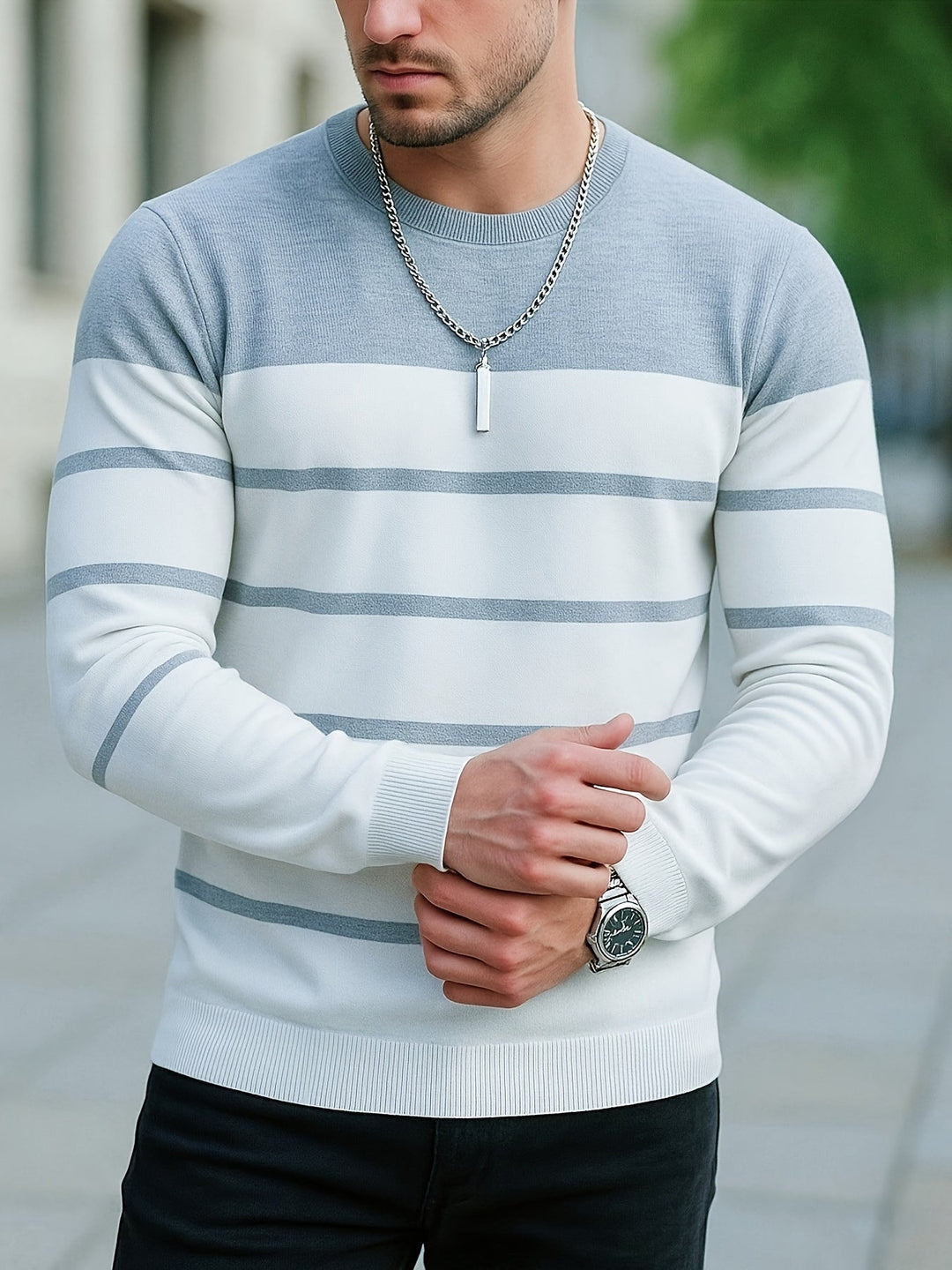 Classic Striped Crewneck Sweater