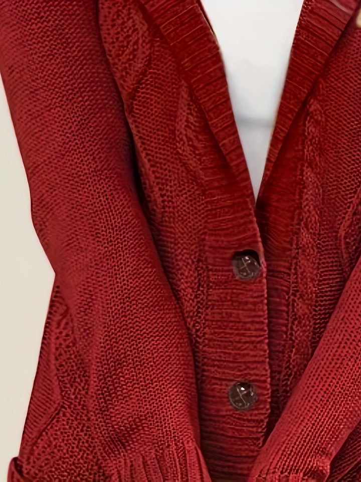 Hooded Button-Front Cardigan