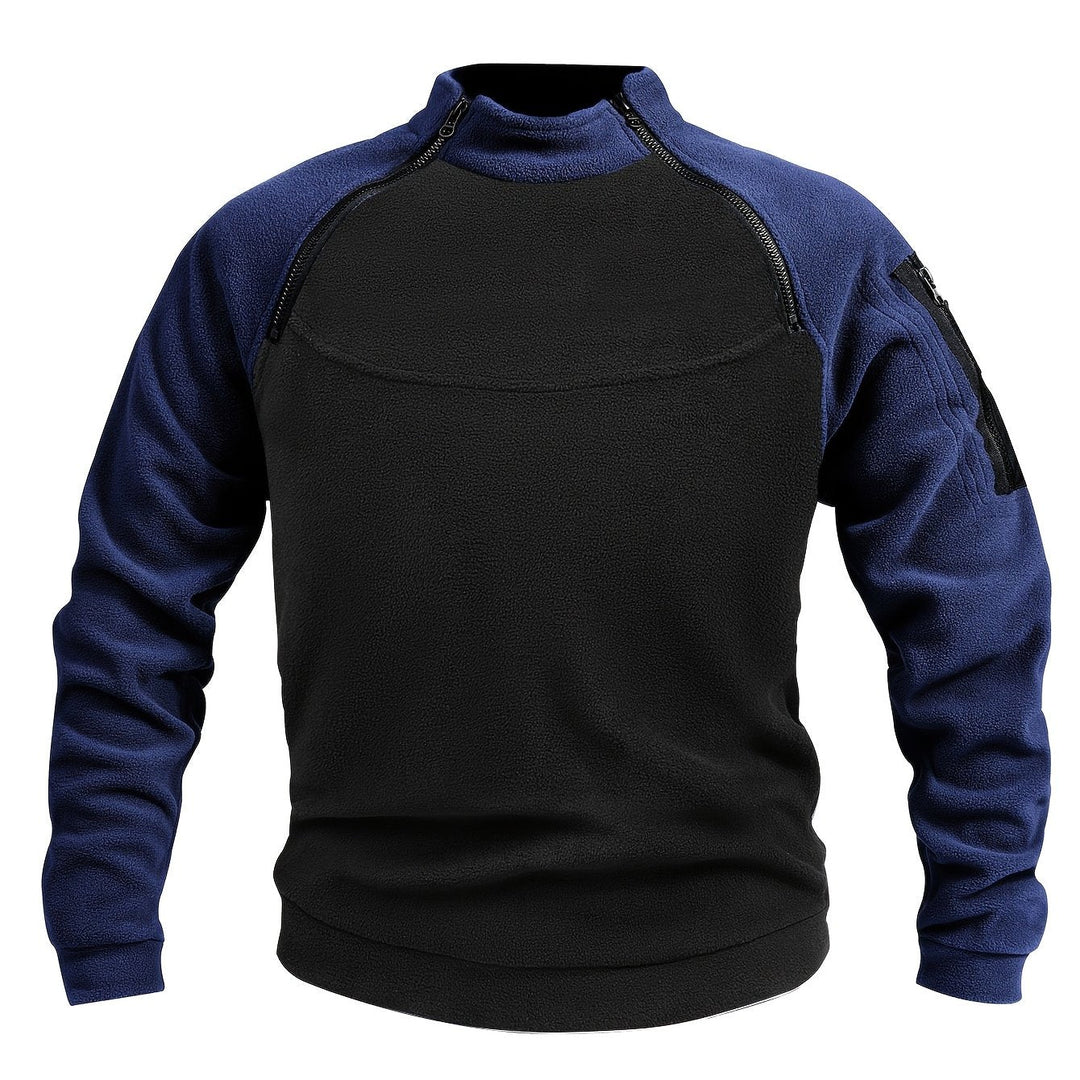 Zip-Detail Mock-Neck Sweater
