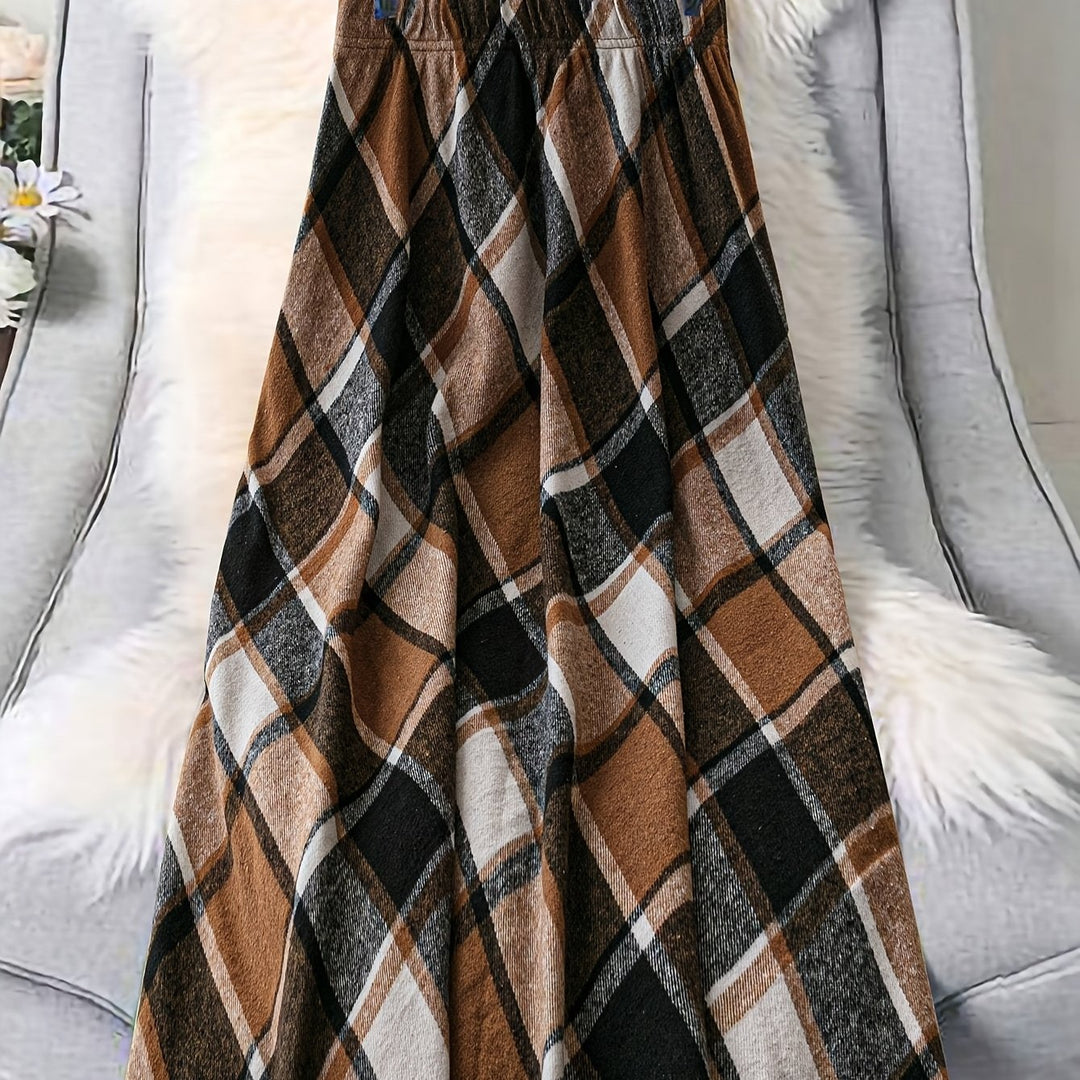 Flared A-Line Plaid Skirt