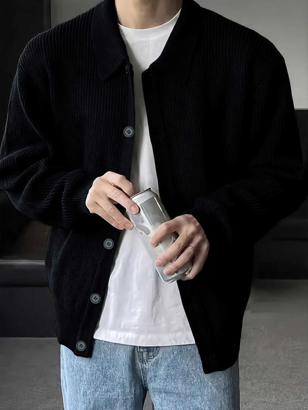 Relaxed Collared Cardigan