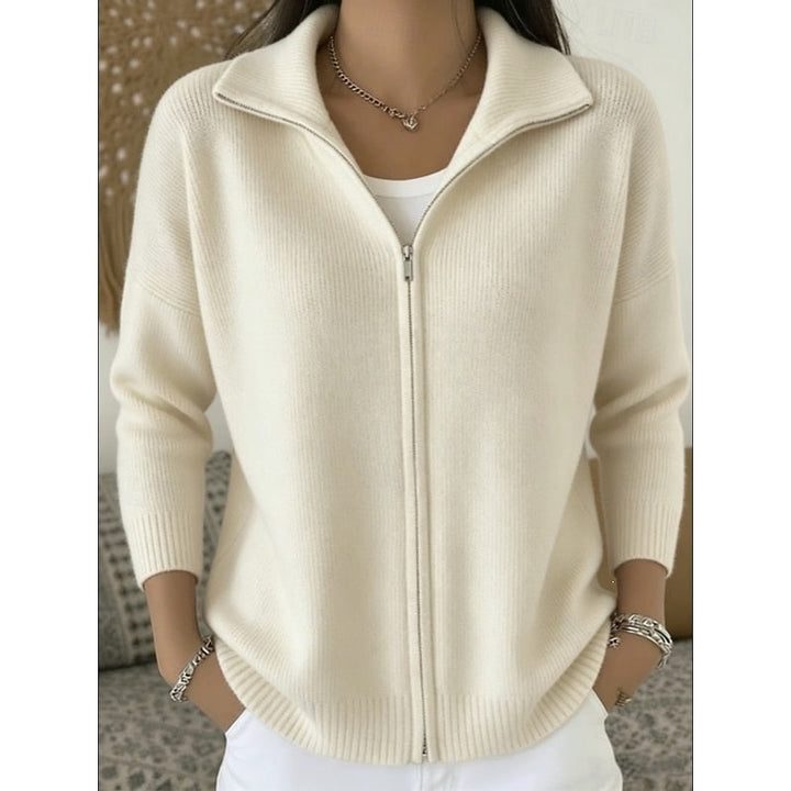 Stand Collar Zip Cardigan