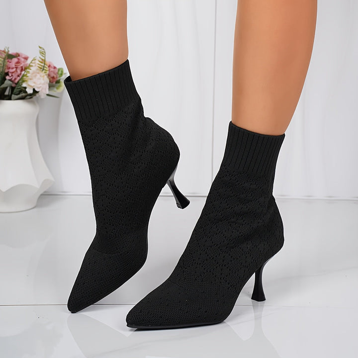Pointed Sock-Style Ankle Boots