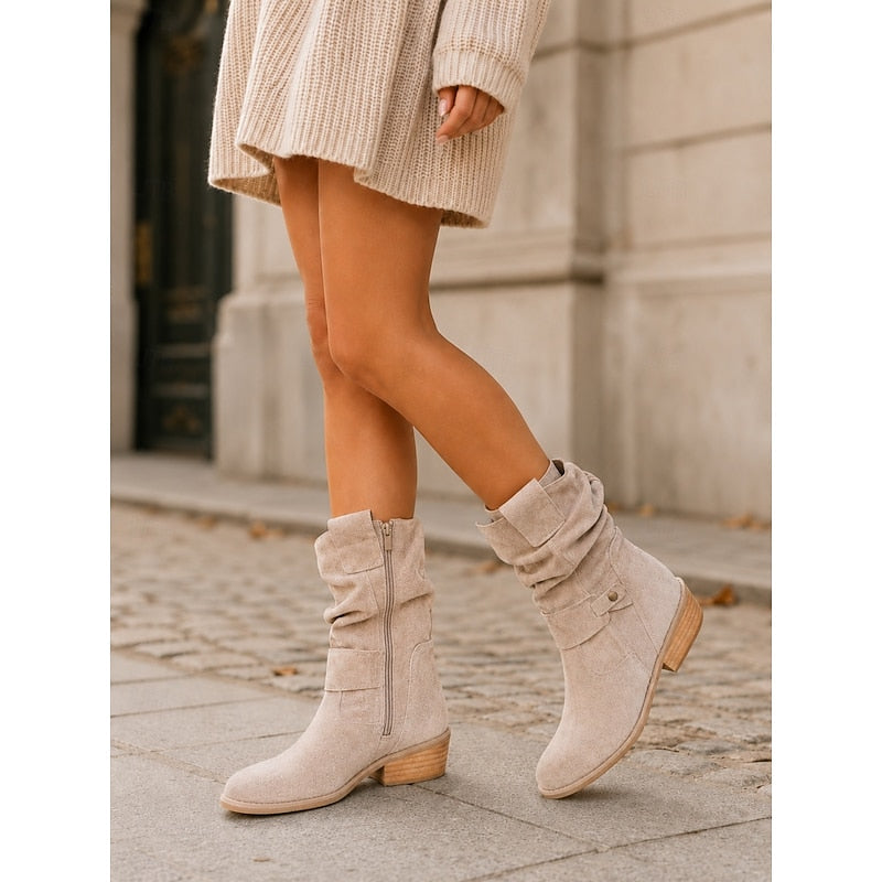 Slouchy Buckle Ankle Boots