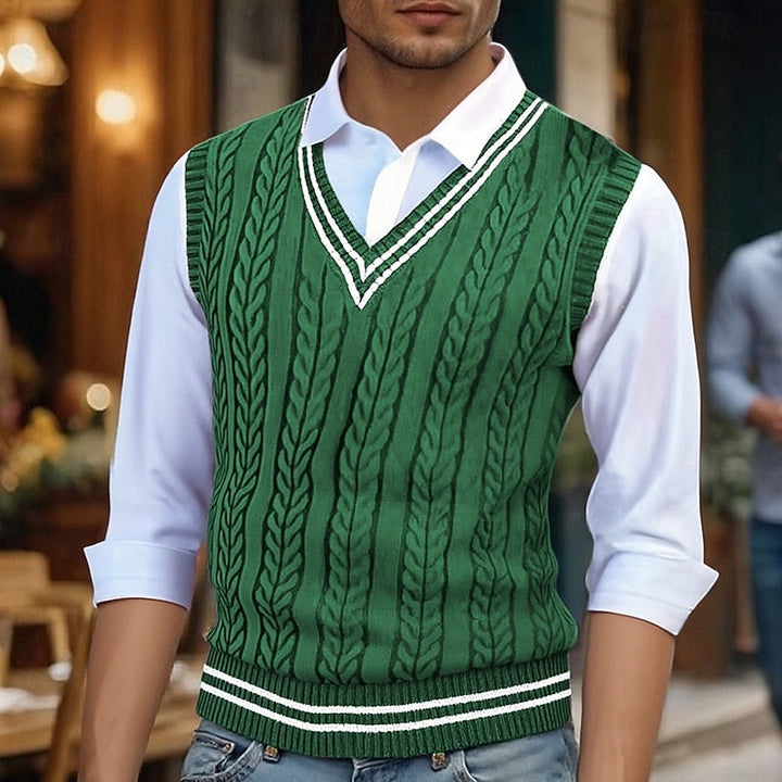 Cable-Knit V-Neck Sweater Vest
