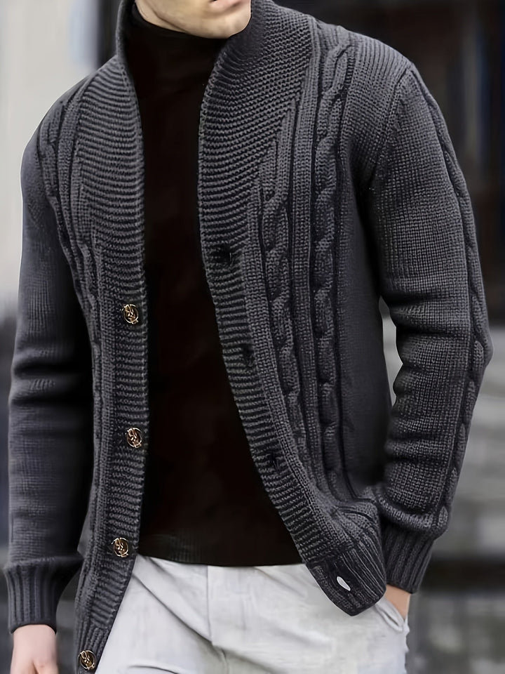 Cable-Knit Button Cardigan