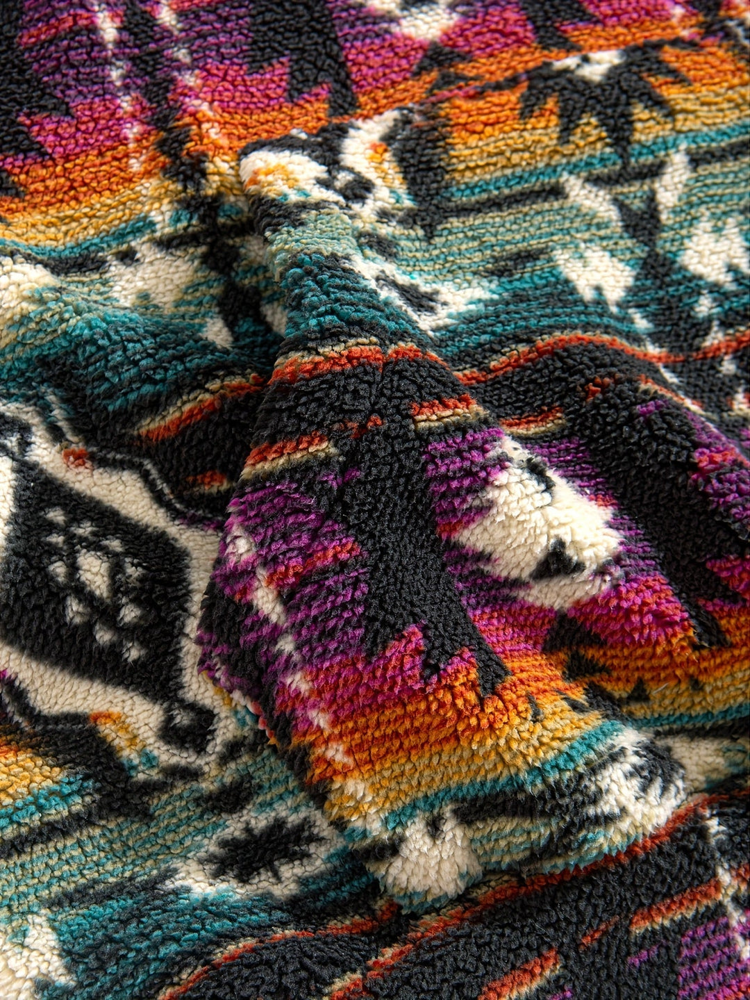 Patterned Plush Hoodie