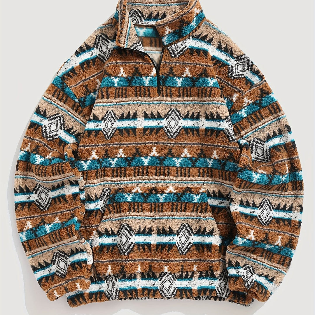 Patterned Quarter-Zip Pullover