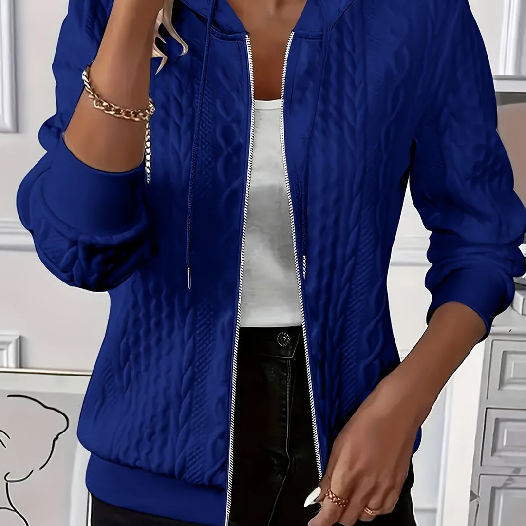 Textured Zip-Up Hooded Jacket