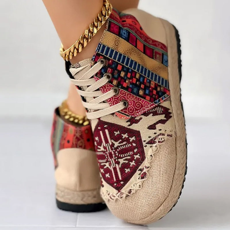 Boho Patterned High-Top Sneakers