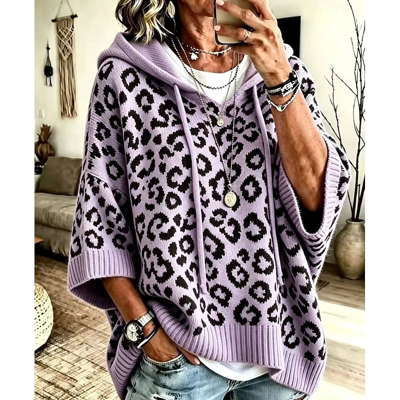 Animal Print Hooded Sweater