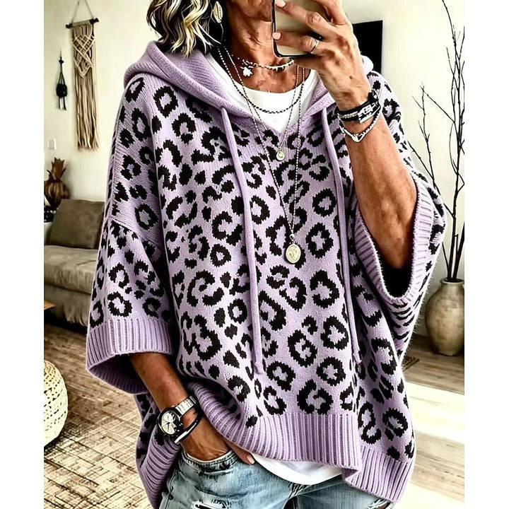 Animal Print Hooded Sweater