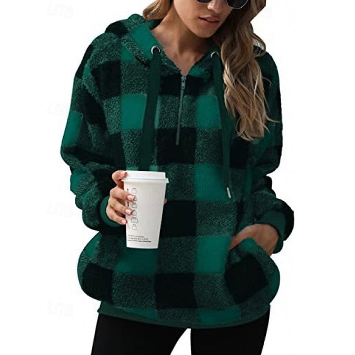 Quarter-Zip Checkered Hoodie