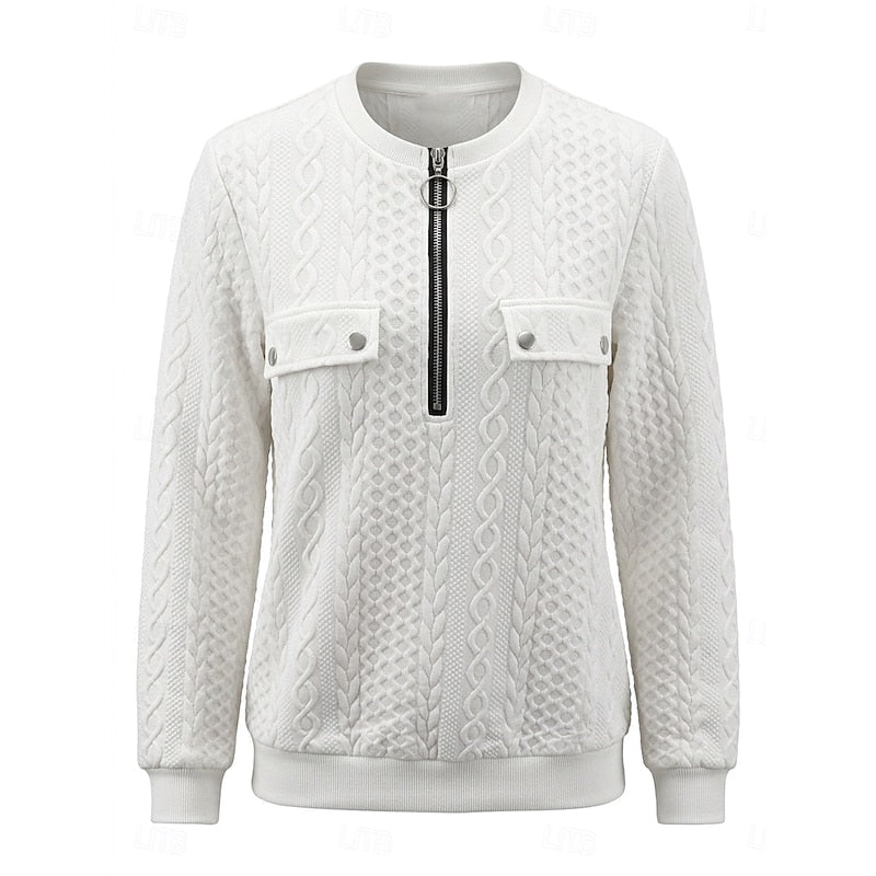 Cable-Textured Quarter-Zip Top