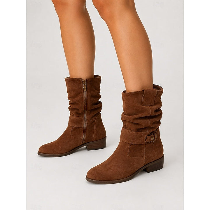 Slouchy Buckle Ankle Boots