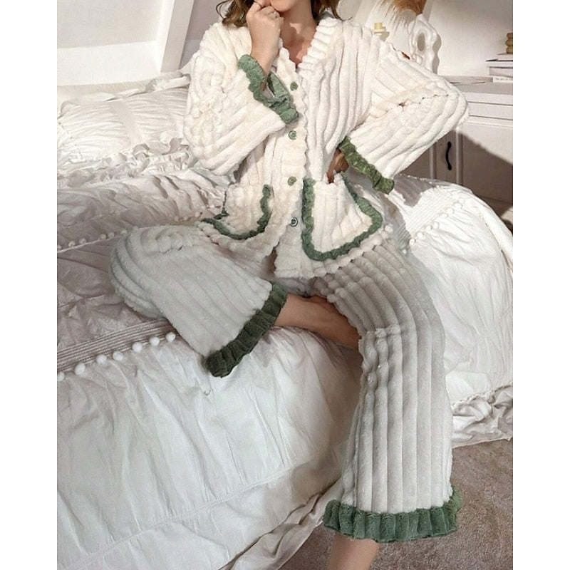 Cozy Ruffle-Trim Two-Piece Set