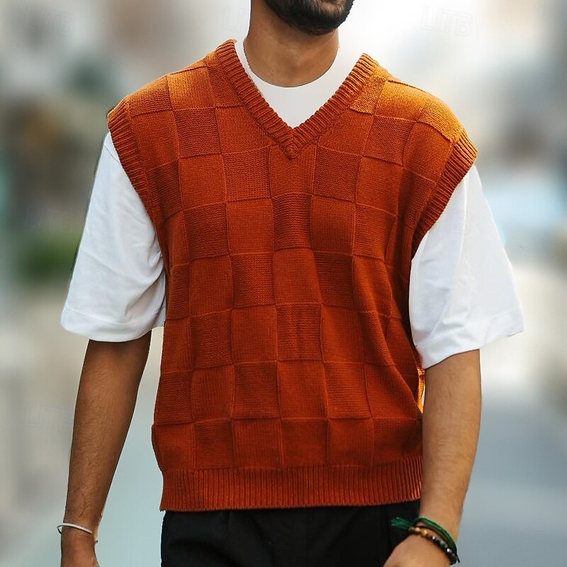 Textured V-Neck Sweater Vest