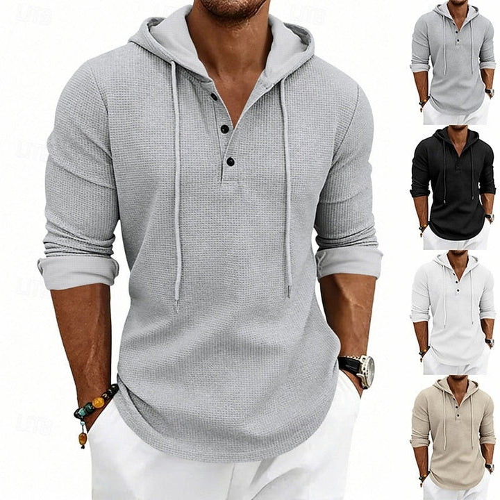 Relaxed Hooded Henley Shirt