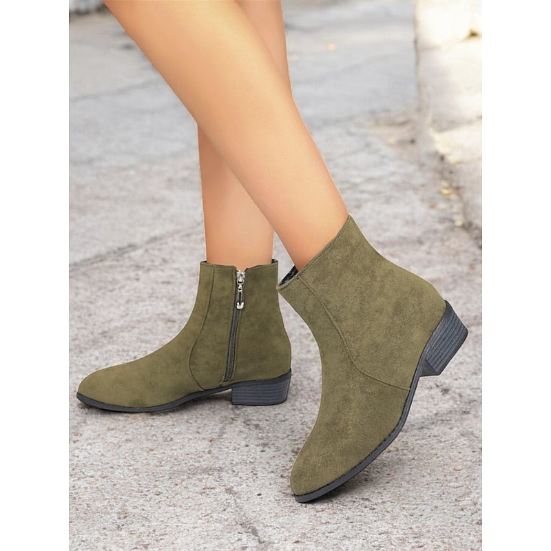 Side-Zip Block Heel Ankle Boots
