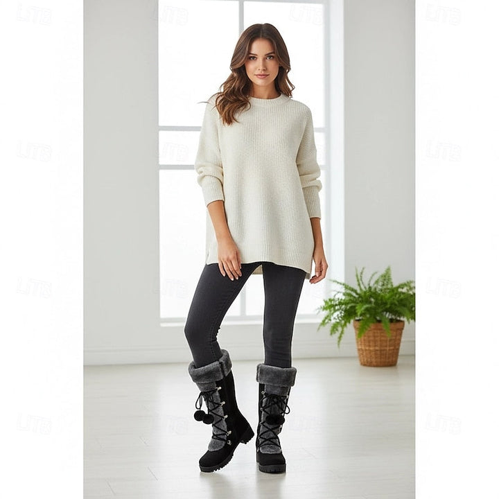 Lace-Up Winter Boots with Faux Fur