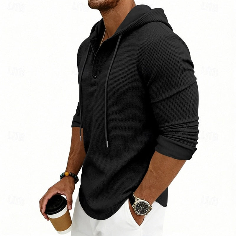 Relaxed Hooded Henley Shirt