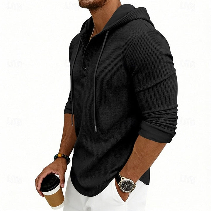 Relaxed Hooded Henley Shirt